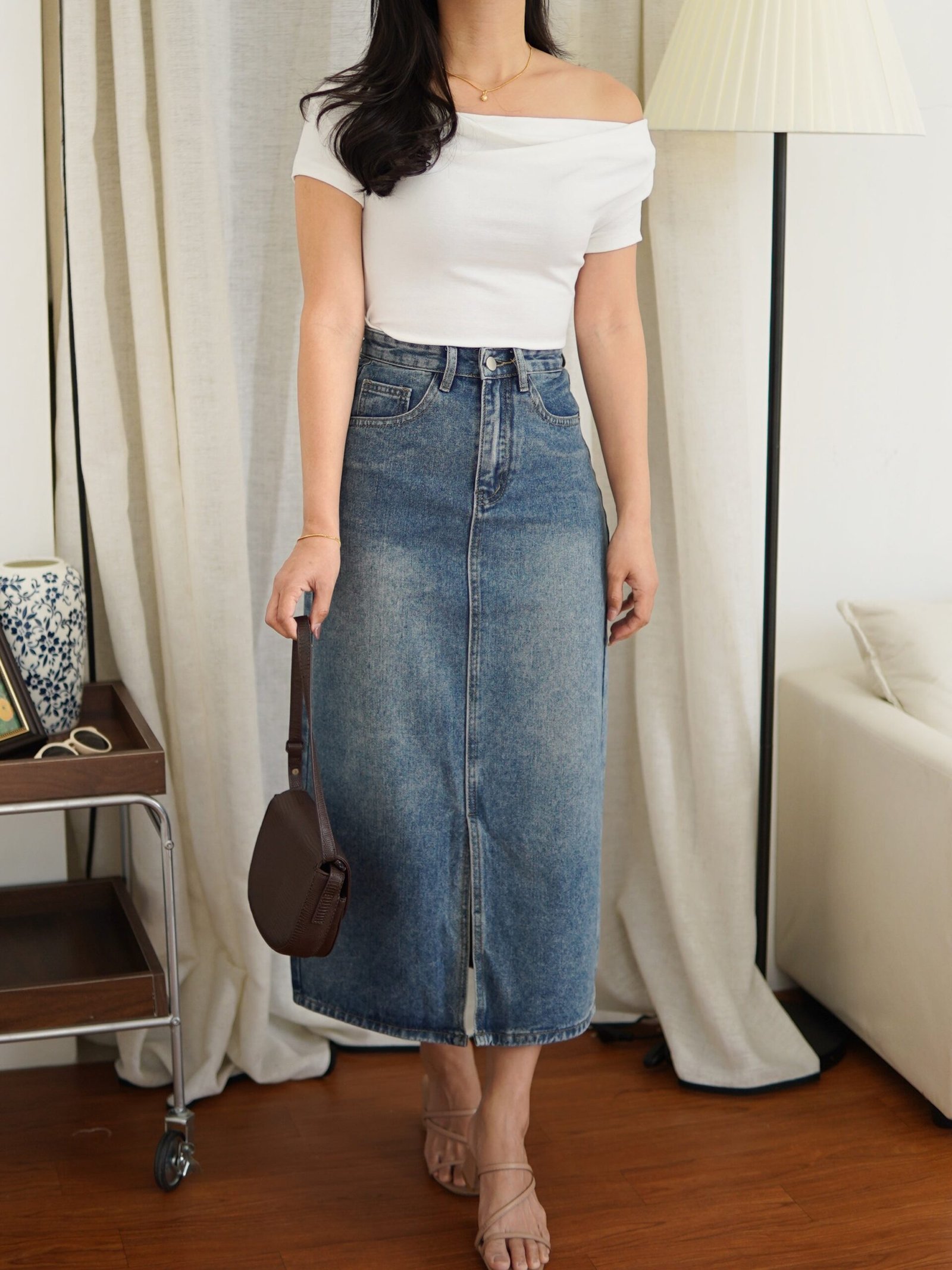 Myla Denim Split Midi Skirt - Image 2
