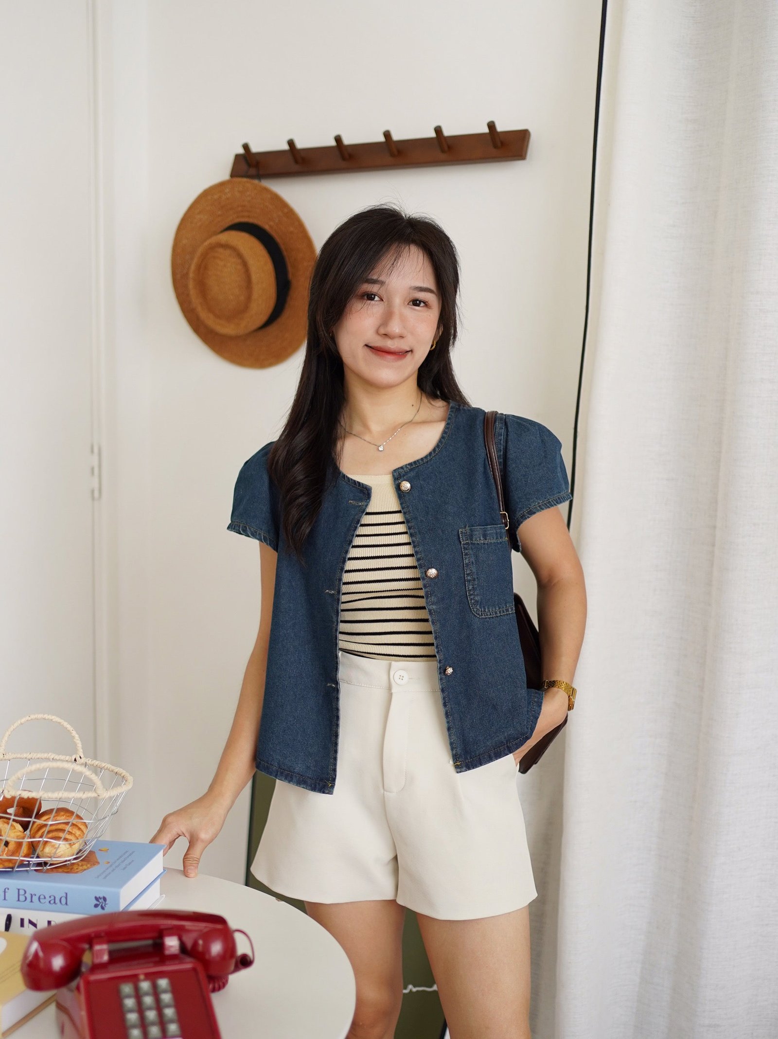 Lea Ruffle Denim Top - Image 2