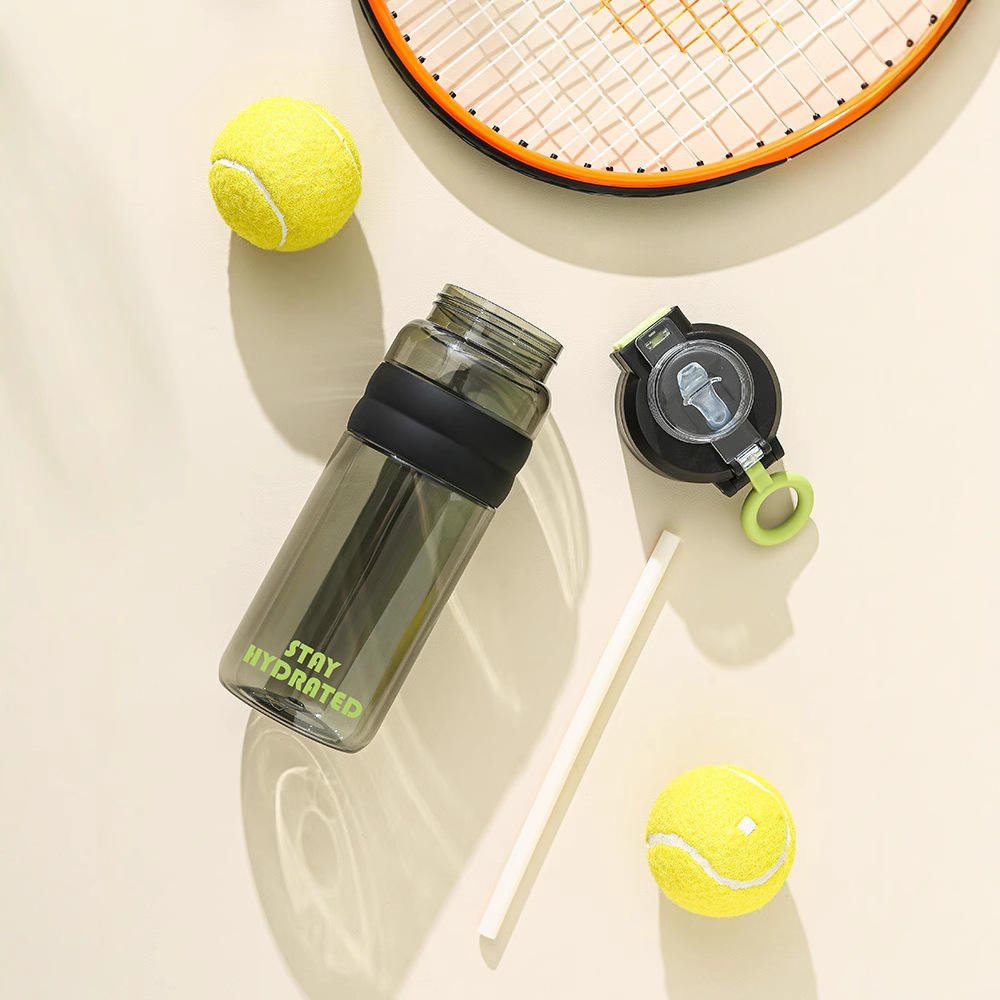 BPA Free Plastic Tritan Transparent Sports Water Bottle with Straw - Image 4